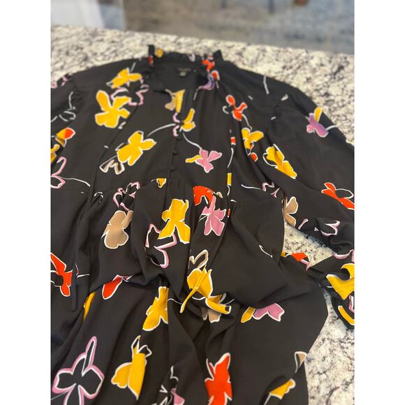 Ted Baker Yviee Chuck Ruffle Long Sleeve Floral Midi Dress size 4 - Picture 4 of 11